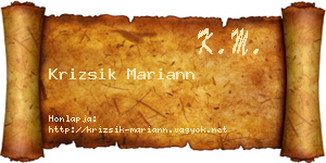 Krizsik Mariann névjegykártya