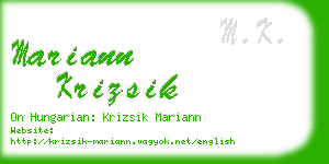 mariann krizsik business card